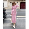 MEROKEETY Women’s Fall Long Sleeve Bodycon Tie Waist Midi Sweater Dress(Lightpink)