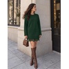 MEROKEETY Women’s Fall Long Sleeve Lace Oversized Casual Knit Sweater Dress(Darkgreen)