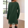 MEROKEETY Women’s Fall Long Sleeve Lace Oversized Casual Knit Sweater Dress(Darkgreen)