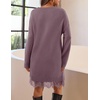 MEROKEETY Women’s Fall Long Sleeve Lace Oversized Casual Knit Sweater Dress(Greypurple)