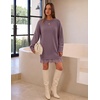 MEROKEETY Women’s Fall Long Sleeve Lace Oversized Casual Knit Sweater Dress(Greypurple)