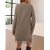 MEROKEETY Women’s Fall Long Sleeve Lace Oversized Casual Knit Sweater Dress(Mocha)