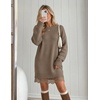 MEROKEETY Women’s Fall Long Sleeve Lace Oversized Casual Knit Sweater Dress(Mocha)