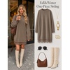MEROKEETY Women’s Fall Long Sleeve Lace Oversized Casual Knit Sweater Dress(Mocha)