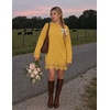 MEROKEETY Women’s Fall Long Sleeve Lace Oversized Casual Knit Sweater Dress(Turmeric)