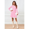 MEROKEETY Women’s Fall Long Sleeve Pleated Knit Work Sweater Mini Dress(Pink)
