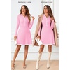 MEROKEETY Women’s Fall Long Sleeve Pleated Knit Work Sweater Mini Dress(Pink)