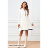 MEROKEETY Women’s Fall Long Sleeve Pleated Knit Work Sweater Mini Dress(White)