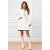 MEROKEETY Women’s Fall Long Sleeve Pleated Knit Work Sweater Mini Dress(White)