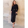 MEROKEETY Women’s Fall Sweater Dress 2026 Winter Long Sleeve Midi Dresses(Black)