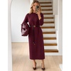 MEROKEETY Women’s Fall Sweater Dress 2026 Winter Long Sleeve Midi Dresses(Burgundy)