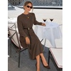 MEROKEETY Women’s Fall Sweater Dress 2026 Winter Long Sleeve Midi Dresses(Coffee)
