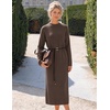MEROKEETY Women’s Fall Sweater Dress 2026 Winter Long Sleeve Midi Dresses(Coffee)