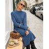 MEROKEETY Women’s Fall Sweater Dress 2026 Winter Long Sleeve Midi Dresses(Dustyblue)
