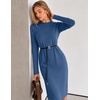 MEROKEETY Women’s Fall Sweater Dress 2026 Winter Long Sleeve Midi Dresses(Dustyblue)