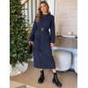 MEROKEETY Women’s Fall Sweater Dress 2026 Winter Long Sleeve Midi Dresses(Navy)