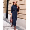 MEROKEETY Women’s Fall Sweater Dress 2026 Winter Long Sleeve Midi Dresses(Navy)