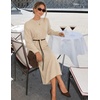 MEROKEETY Women’s Fall Sweater Dress 2026 Winter Long Sleeve Midi Dresses(Oatmeal)
