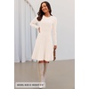 MEROKEETY Women’s Long Sleeve A Line Pleated Sweater Dress(Beige)