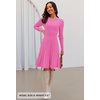 MEROKEETY Women’s Long Sleeve A Line Pleated Sweater Dress(Hotpink)
