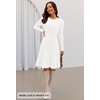 MEROKEETY Women’s Long Sleeve A Line Pleated Sweater Dress(White)