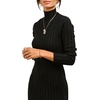 MEROKEETY Women’s Ribbed Knit Fall Bodycon Midi Sweater Dress(Black)