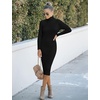 MEROKEETY Women’s Ribbed Knit Fall Bodycon Midi Sweater Dress(Black)