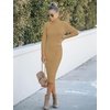 MEROKEETY Women’s Ribbed Knit Fall Bodycon Midi Sweater Dress(Camel Color)