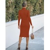 MEROKEETY Women’s Ribbed Knit Fall Bodycon Midi Sweater Dress(Caramel)