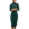 MEROKEETY Women’s Ribbed Knit Fall Bodycon Midi Sweater Dress(Green)