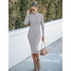 MEROKEETY Women’s Ribbed Knit Fall Bodycon Midi Sweater Dress(Grey)