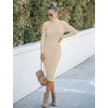 MEROKEETY Women’s Ribbed Knit Fall Bodycon Midi Sweater Dress(Khaki)