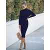 MEROKEETY Women’s Ribbed Knit Fall Bodycon Midi Sweater Dress(Navy)
