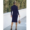 MEROKEETY Women’s Ribbed Knit Fall Bodycon Midi Sweater Dress(Navy)