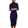 MEROKEETY Women’s Ribbed Knit Fall Bodycon Midi Sweater Dress(Navy)