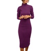 MEROKEETY Women’s Ribbed Knit Fall Bodycon Midi Sweater Dress(Plum)