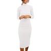 MEROKEETY Women’s Ribbed Knit Fall Bodycon Midi Sweater Dress(White)