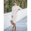 MEROKEETY Women’s Ribbed Knit Fall Bodycon Midi Sweater Dress(White)