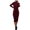 MEROKEETY Women’s Ribbed Knit Fall Bodycon Midi Sweater Dress(Wine)