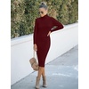 MEROKEETY Women’s Ribbed Knit Fall Bodycon Midi Sweater Dress(Wine)