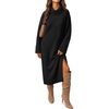 MEROKEETY Womens Fall Casual Turtleneck Oversized Chunky Knit Sweater Dress(Black)