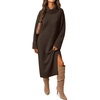 MEROKEETY Womens Fall Casual Turtleneck Oversized Chunky Knit Sweater Dress(Coffee)
