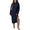 MEROKEETY Womens Fall Casual Turtleneck Oversized Chunky Knit Sweater Dress(Navy)