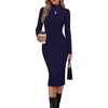 MEROKEETY Women’s Ribbed Knit Fall Bodycon Midi Sweater Dress(Navy)