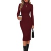 MEROKEETY Women’s Ribbed Knit Fall Bodycon Midi Sweater Dress(Wine)